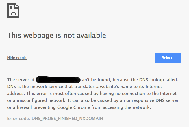 DNS Lookup failed