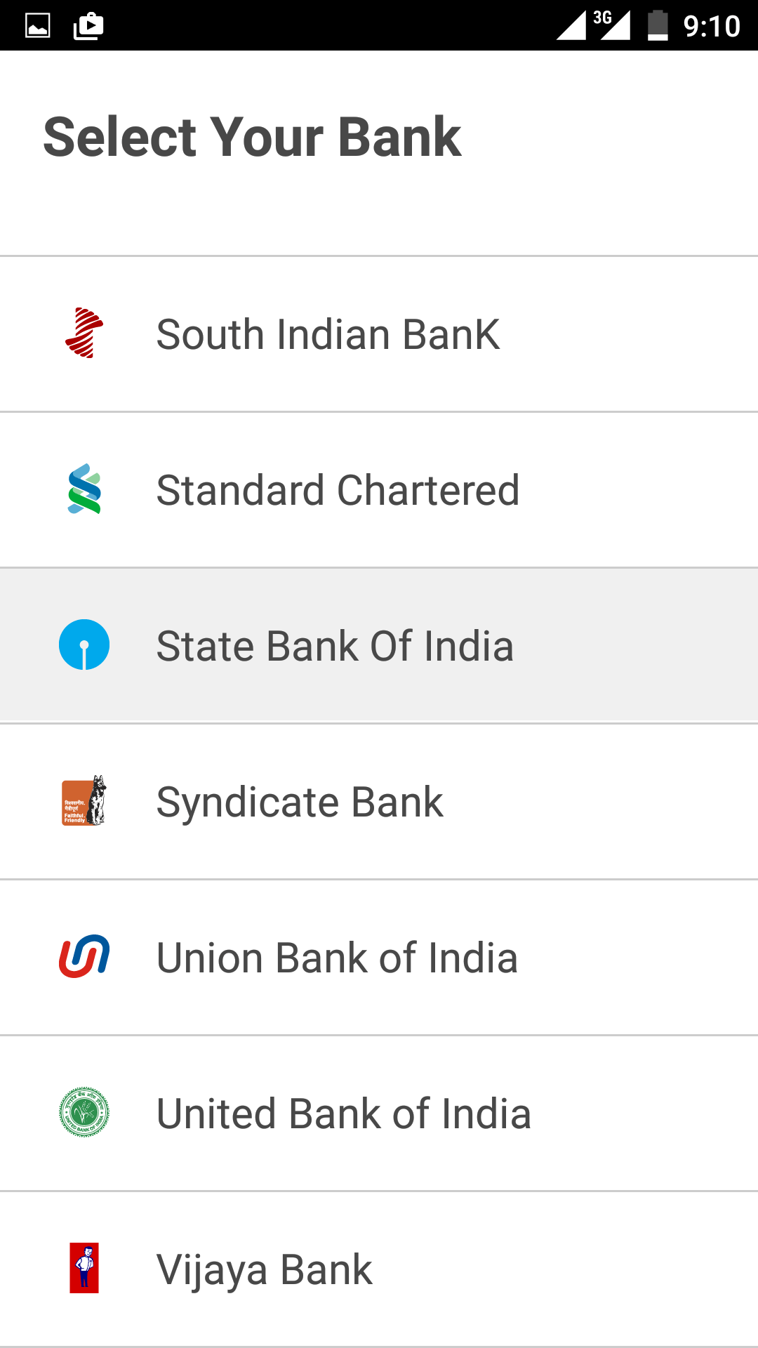 bank list